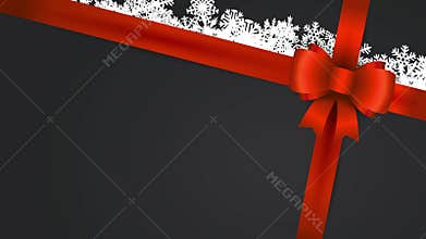 christmas gift adorned with red pull bow