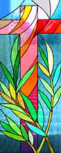 Cross of stained glass window