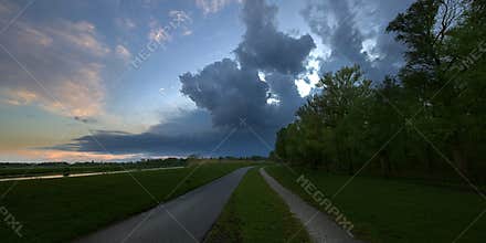 Stormy morning skies on the countryside