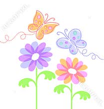 Spring Flowers and Butterflies/eps