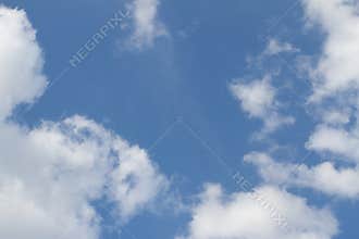 Landscape of clean white clouds over blue sky for purity