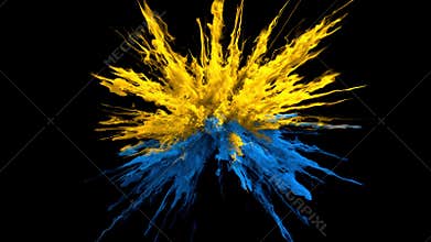 Color Burst colorful blue yellow smoke powder explosion fluid ink particle alpha