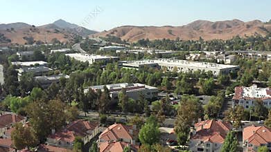 Calabasas, California USA. Business Area Buildings, Ascending Aerial View