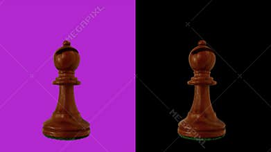Black bishop chess piece chromakey 360 degree rotation