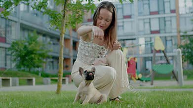 Beautiful Woman Trains Her Pet.
