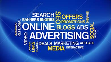 4k Online Advertising Animated Tag Word Cloud,Text Design Animation Typography.