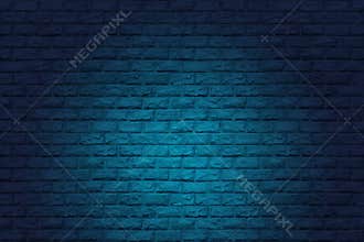 Neon wall. Background brick wall. Facade house with neon light. Vector