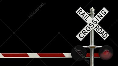 Railroad Crossing With Flashing Lights