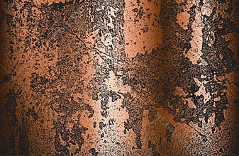 Distressed overlay texture of golden rusted peeled metal. grunge background.
