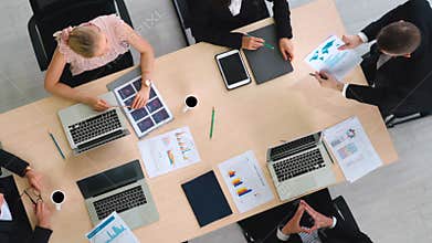 Business people group meeting shot from top view