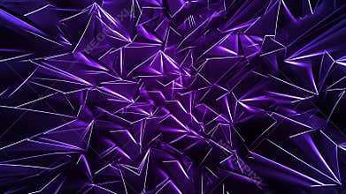 Purple Polygonal Background with Glowing Edges