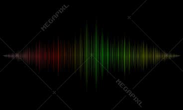 Colorful Audio sound waves on black background .Sound wave. Level, song.