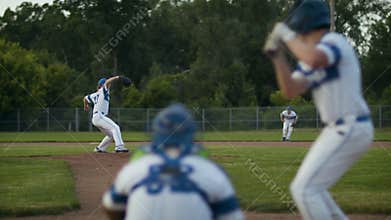 Swing for the fence. Baseball game in action.