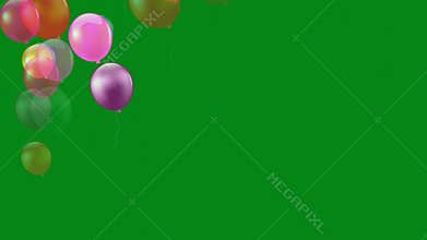 Flying colourful balloons green screen motion graphics