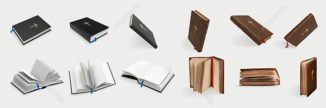Realistic christian Holy Bible set collection