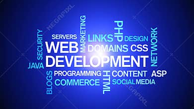 4k Web Development Animated Tag Word Cloud,Text Design Animation Typography.