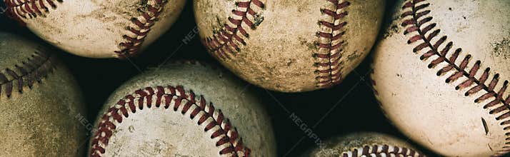 Baseball banner of old balls