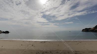Sea waves at tropical beach bay view