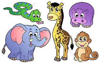 Set of cute African animals