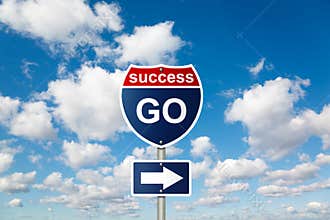 GO to SUCCESS sign on clouds in sky