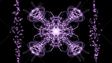 Purple magic fractal patterns in movement corresponding to the rhythm of breathing, antistress magic ornament for relax