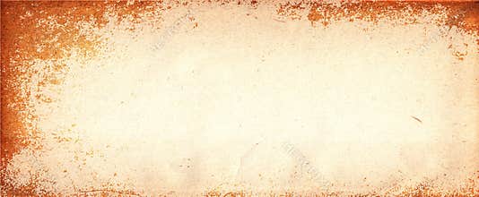 Old brown parchment paper background with yellowed vintage grunge texture borders and off white light center with distressed faded