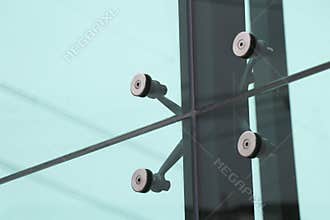 Point support glass for hold with structure.