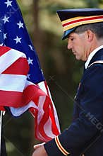 Army Officer Raising the Flag