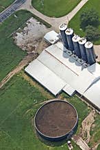 Manure Tank on Dairy Farm Aerial View Detail