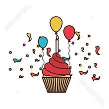 Cake of happy birthday on white background