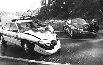 Auto accident involving a police car in Bowie, Maryland