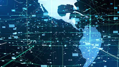 Particle earth digital hologram technology concept