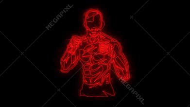 Red fighter boxer animated logo with reveal effect