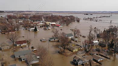 The town of Pacific Junction Iowa is completely Submerged in the Flood of March 2019