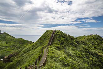 Walkway crossing mountain