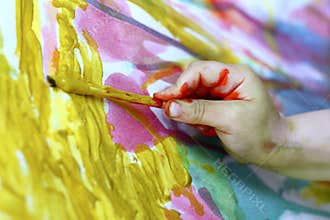 Children little artist painting hand brush