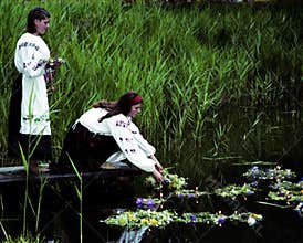 People celebrate holiday of Ivana Kupala on natural nature