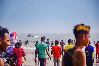 Mass travelling for fun and tour to the seashore or Beach around Asia to India.