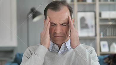 Headache, Portrait of Tense Middle Aged Man in Office