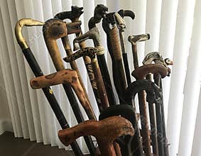 Canes from different countries with stand