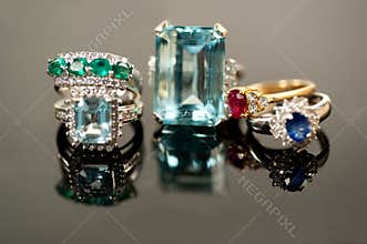 Beautiful precious gemstone rings