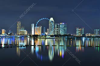 Cityscape around a Ferris wheel