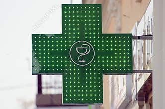 Green Cross Pharmacy Street Sign