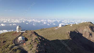 View Of Observatories From Top Of Roque De Los Muchachos, La Palma