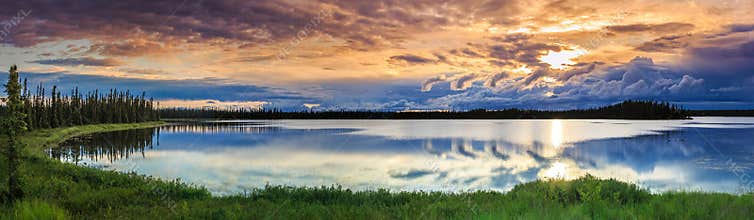Alaskan summer - serene view of Wonder Lake, Denali National Park