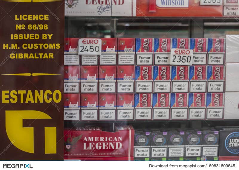 cigarettes spain duty free Duty Free Tobacco Shop In Gibraltar Stock Photo 160831809645