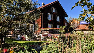 Backyard garden in the Vilters-Wangs Switzerland