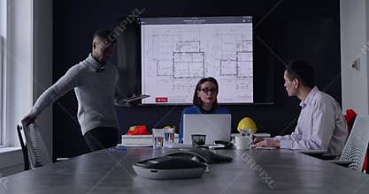 Business professionals working in a modern office