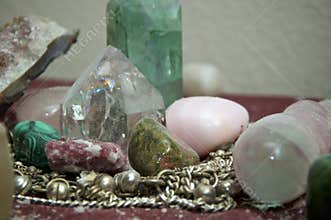 Dusty pagan altar with stones