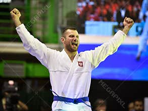 Ju-jitsu fighter after fight